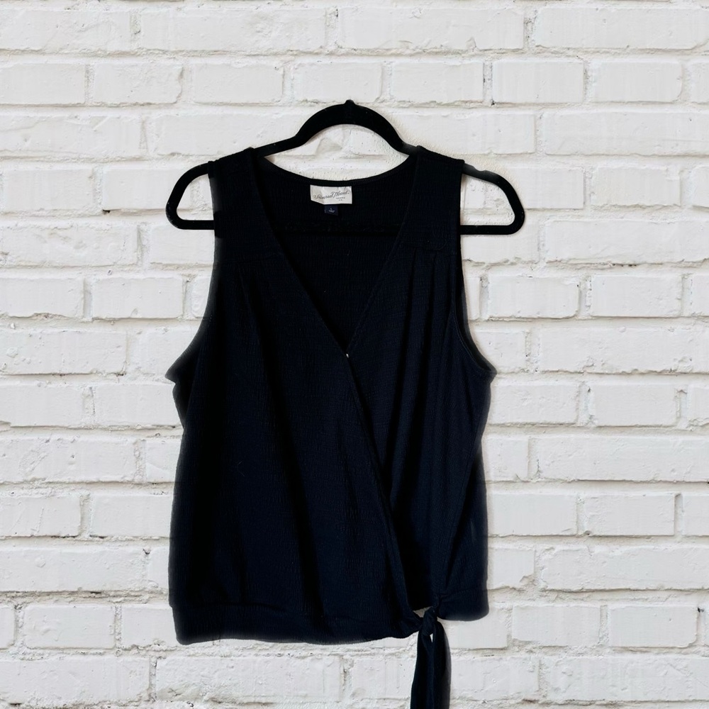 Sleeveless Wrap Blouse with Tie